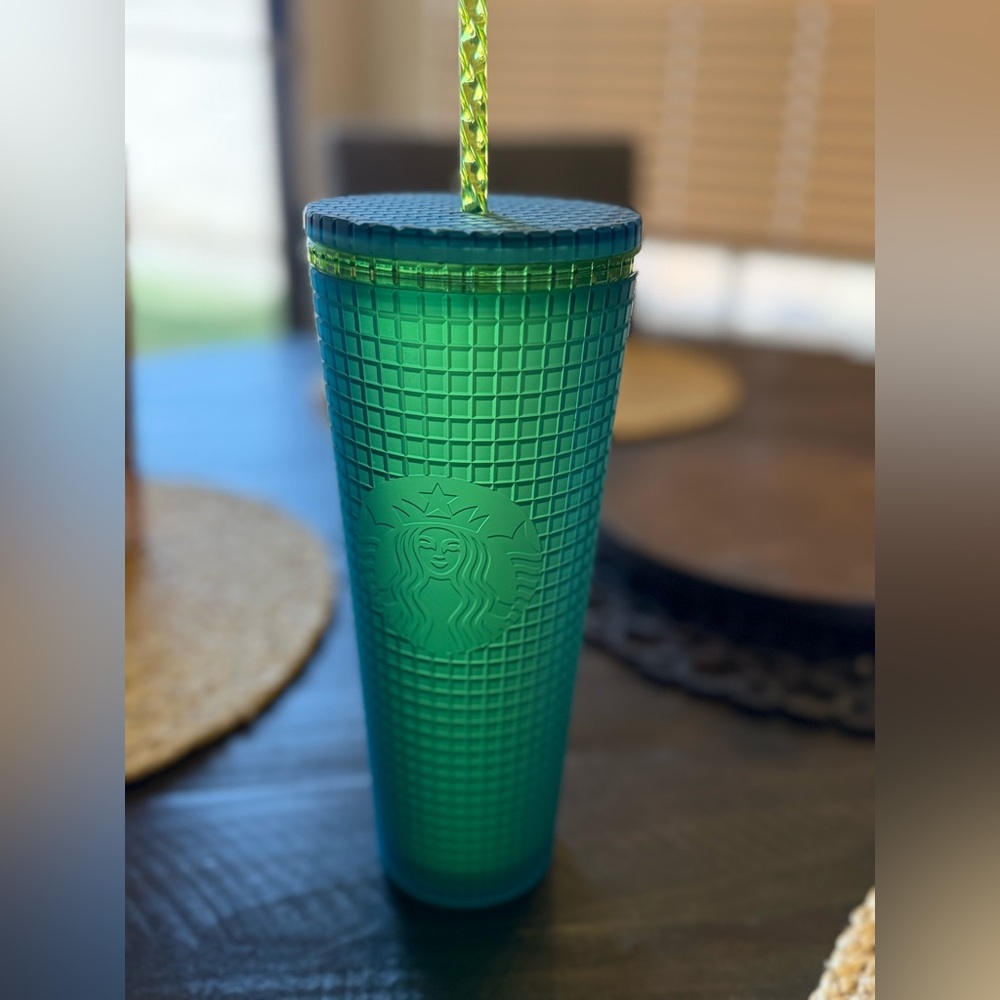 Starbucks Turquoise Green Textured Reusable Tumbler with Straw